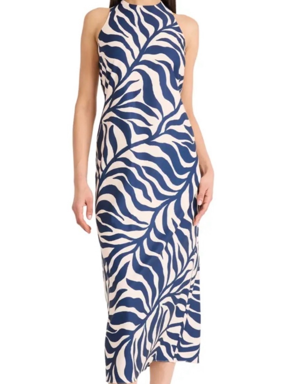 NWT Donna Morgan Navy and White jewel neck  Maxi Dress